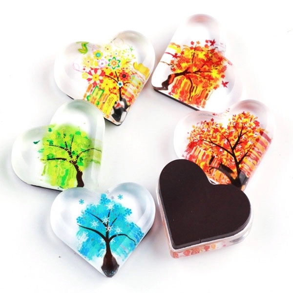 Custom Printing Heart Crystal Glass Fridge Magnets 4