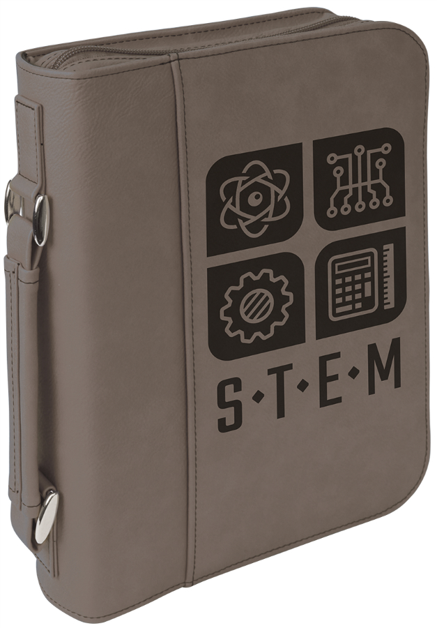 7 1/2" x 10 3/4" Gray Leatherette Book/Bible Cover with Handle & Zipper 1