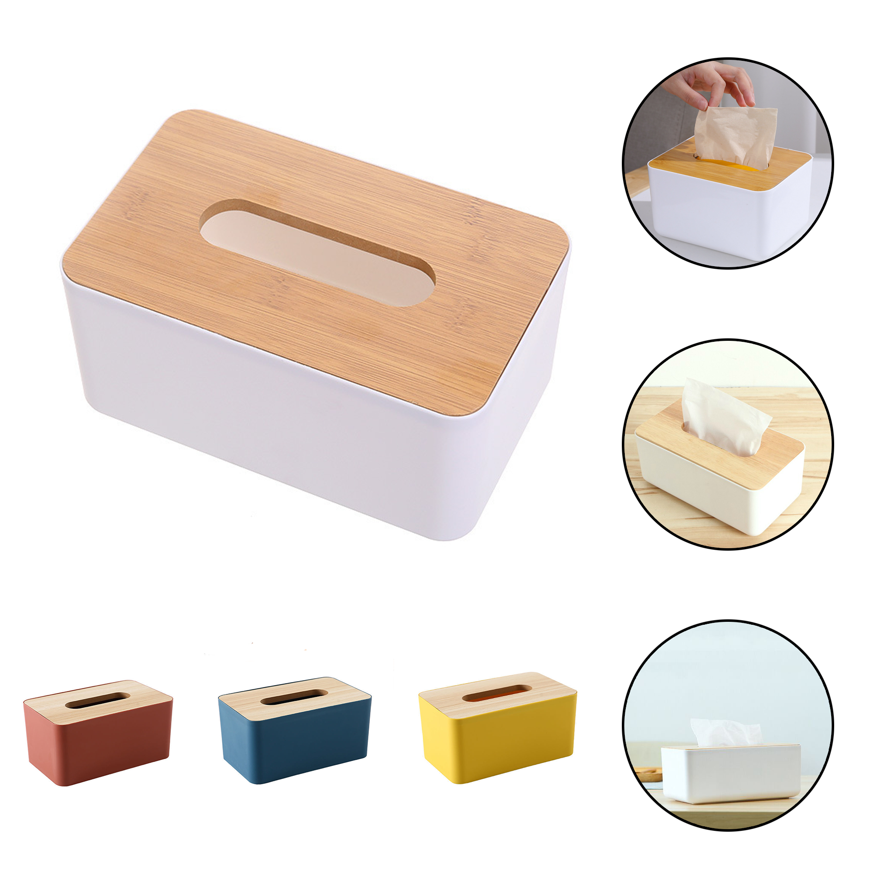 Wooden Rectangular Tissue Box Holder 1