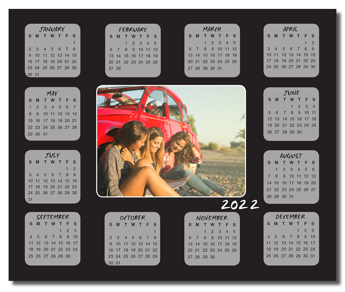 Repositionable Refrigerator Calendar (Personalized Photo) - not magnetic calendar 1