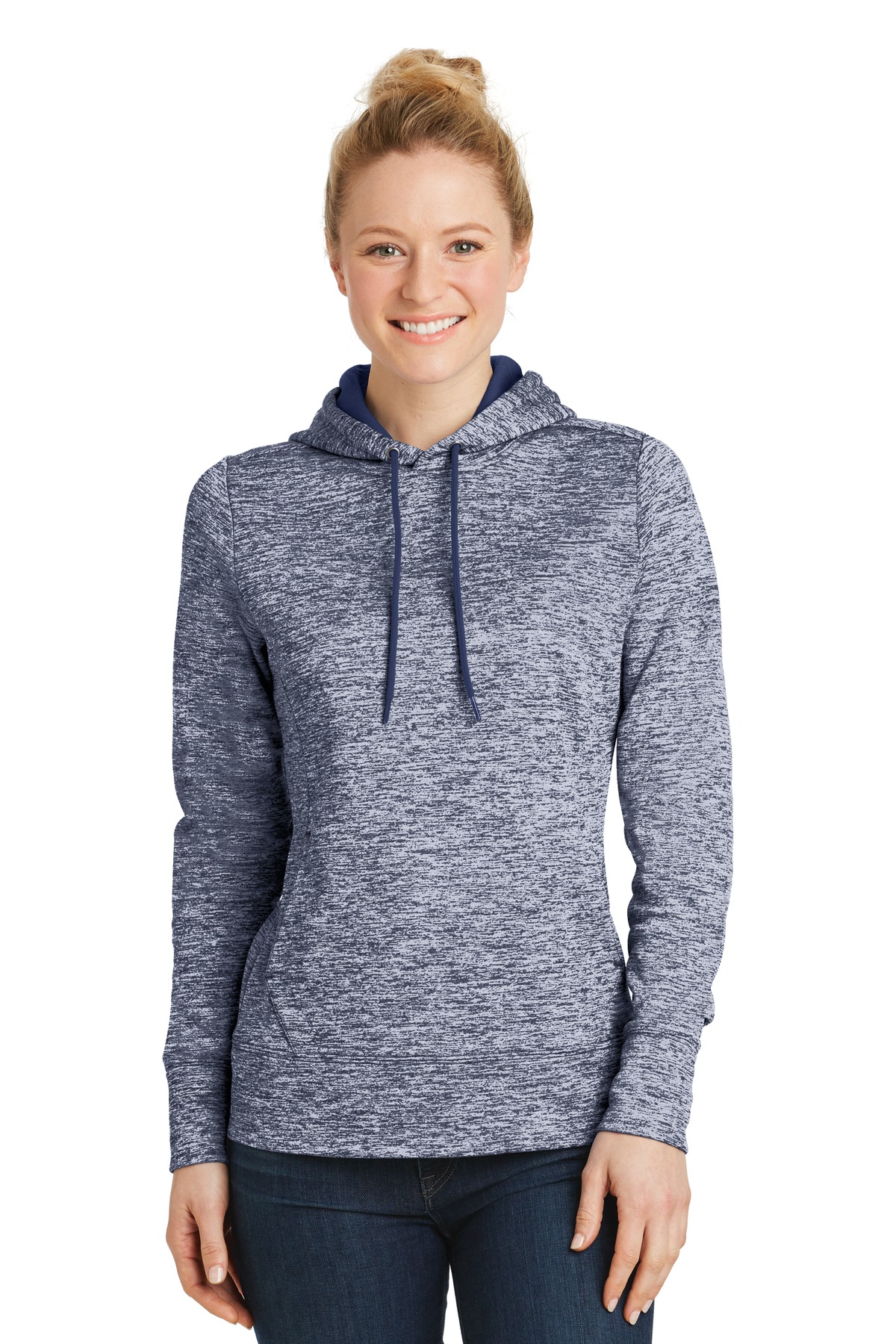 Sport-Tek Women's PosiCharge Electric Heather Fleece Hooded Pullover. LST225, custom hoodie or sweatshirt with logo imprint 4