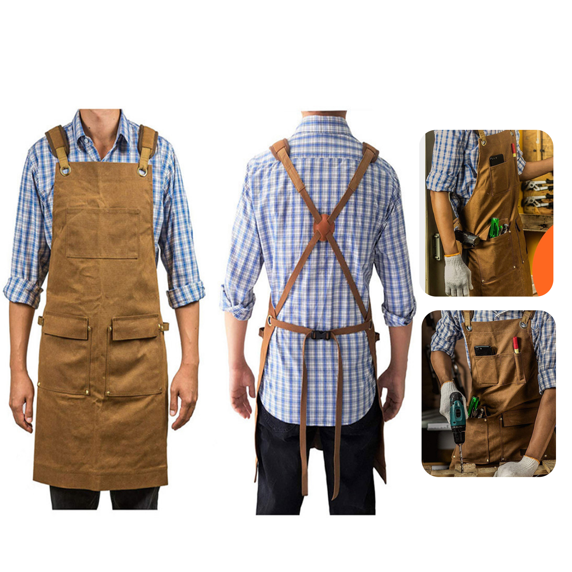 MOQ 20 PCS Sturdy Thick Canvas Multi Pocket Apron 1