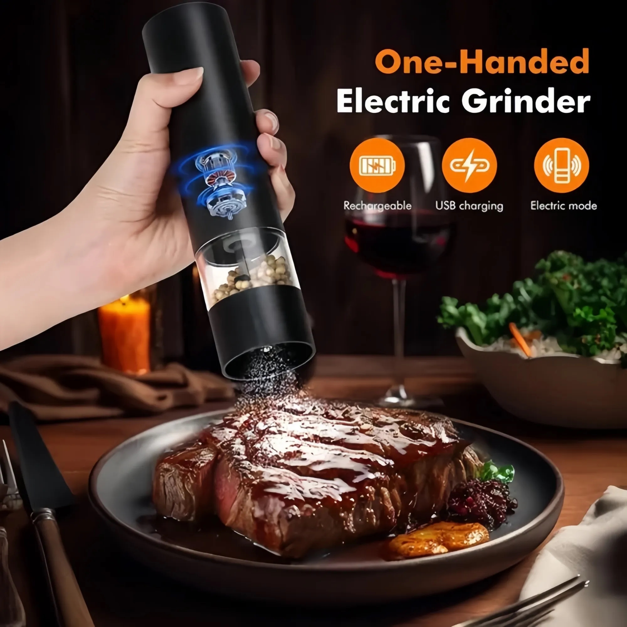Electric Salt and Pepper Grinder Set Mill Shaker 5