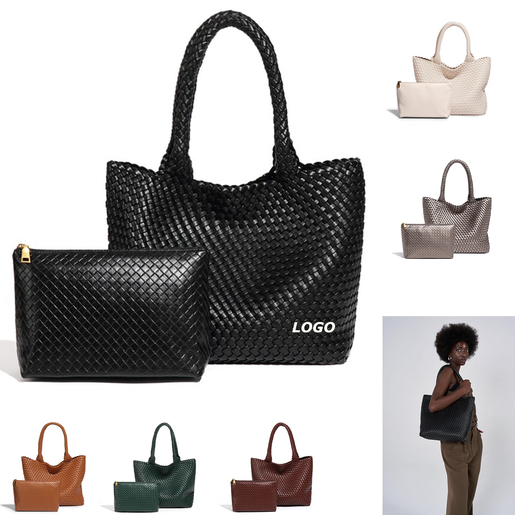 Woven Leather Handbag