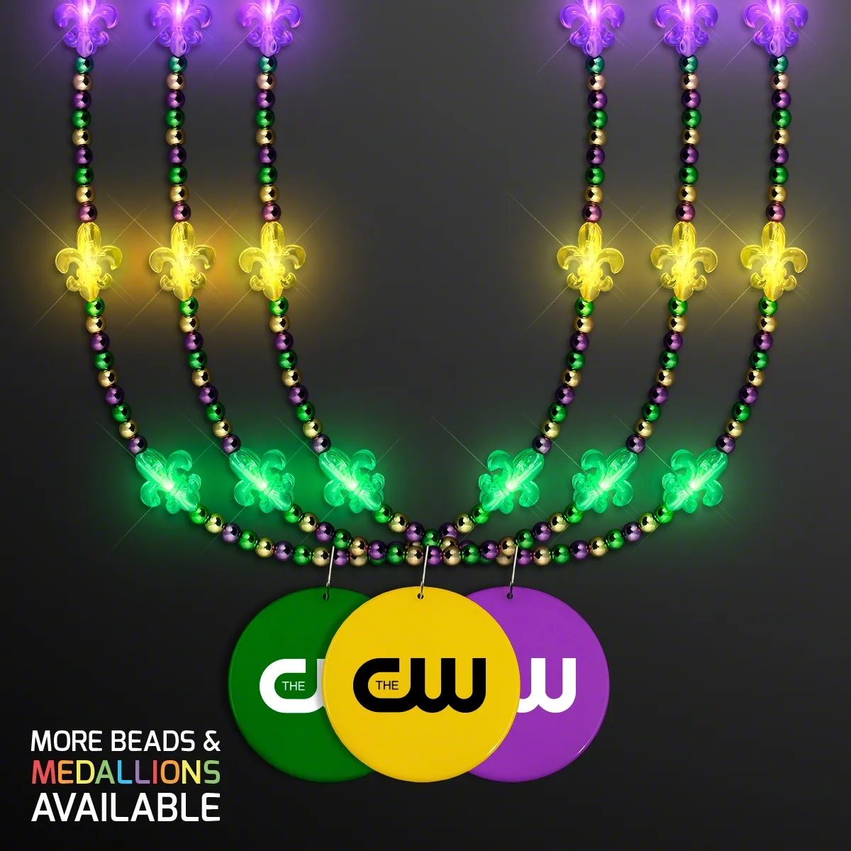 Light Up Fleur de Lis Jewelry, Mardi Gras Medallion 13