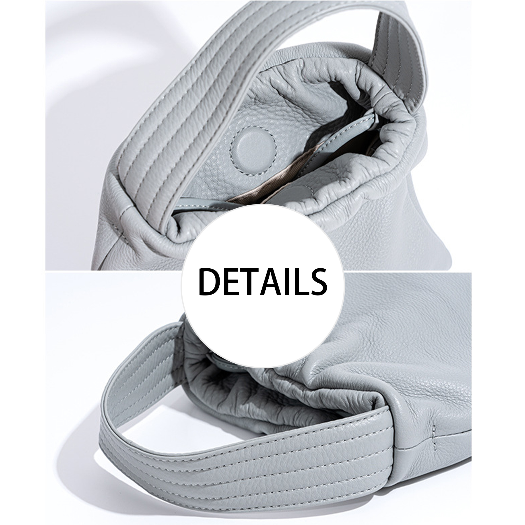 Genuine Leather Simple premium pleated tote bag 2