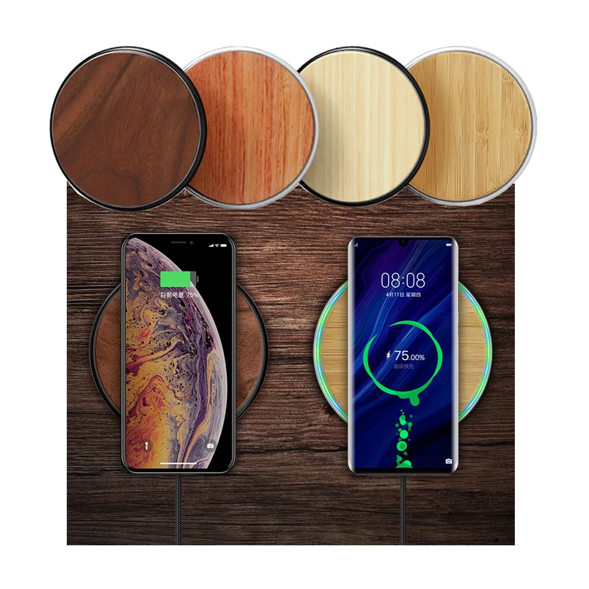 15W Fast Solid Wooden Wireless Inductive Charger Station 5