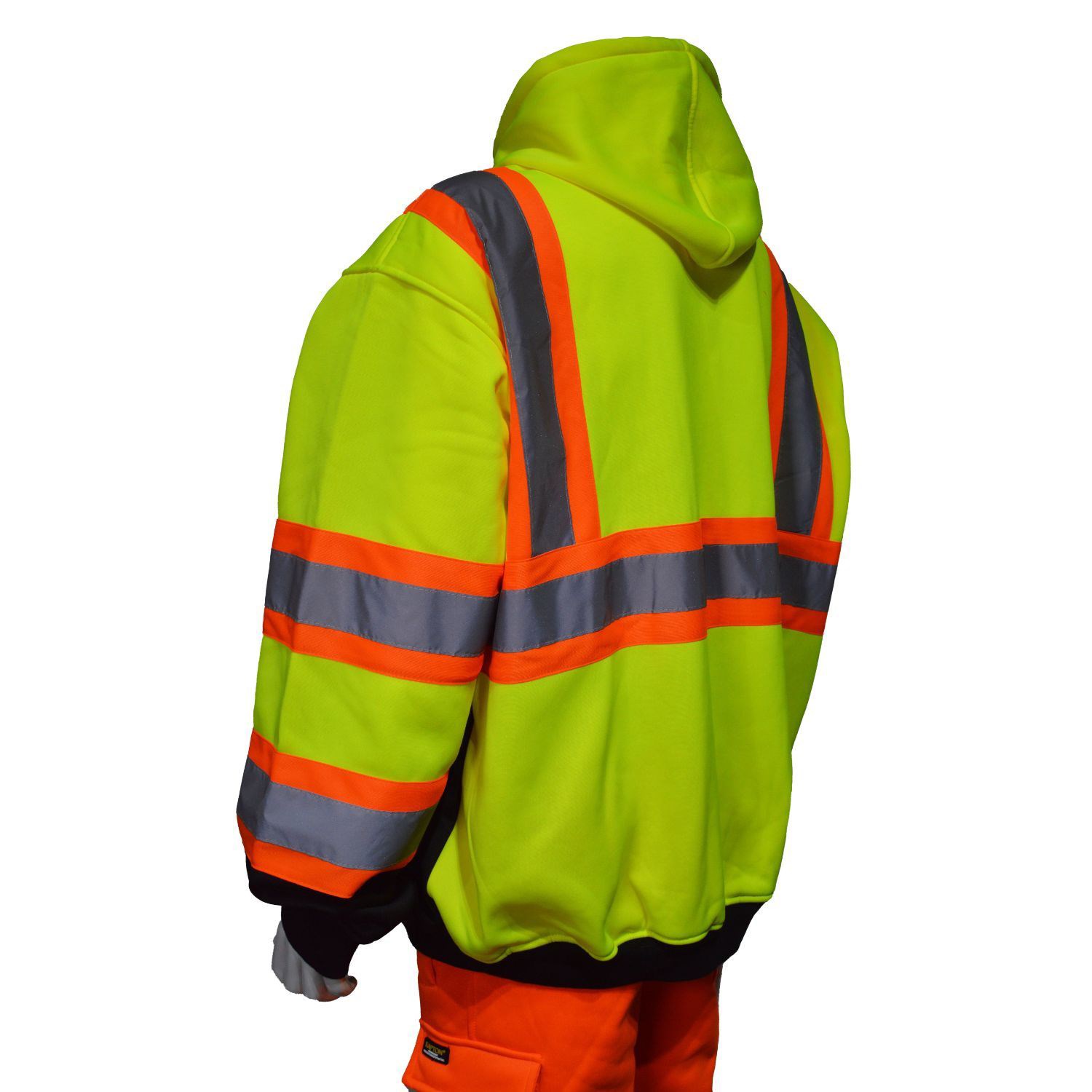 Class 3 Two Tone Reflective Tape Safety Zipper Hoodie with Kangaroo Pocket 2