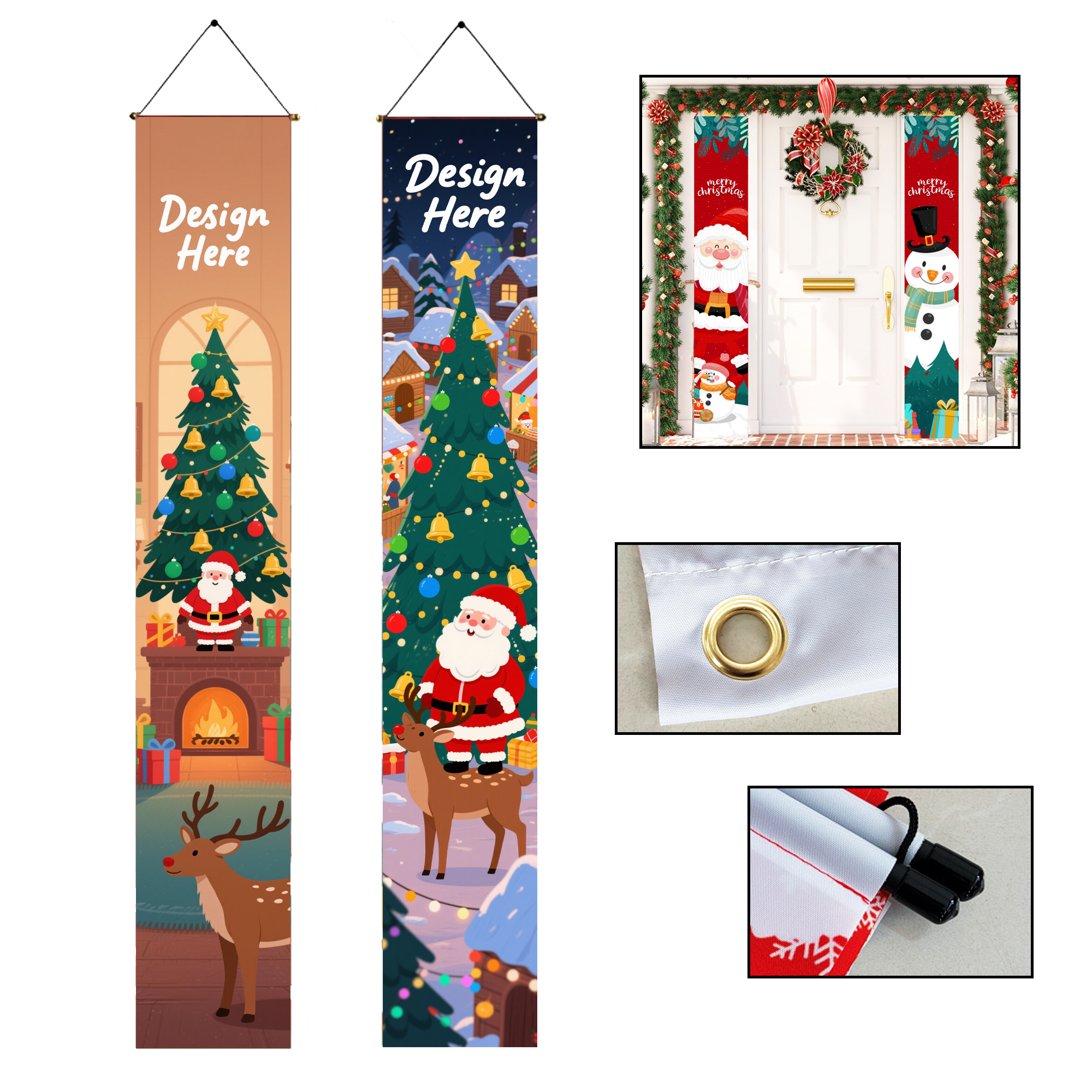 Customized Merry Christmas Banner with Grommets 2