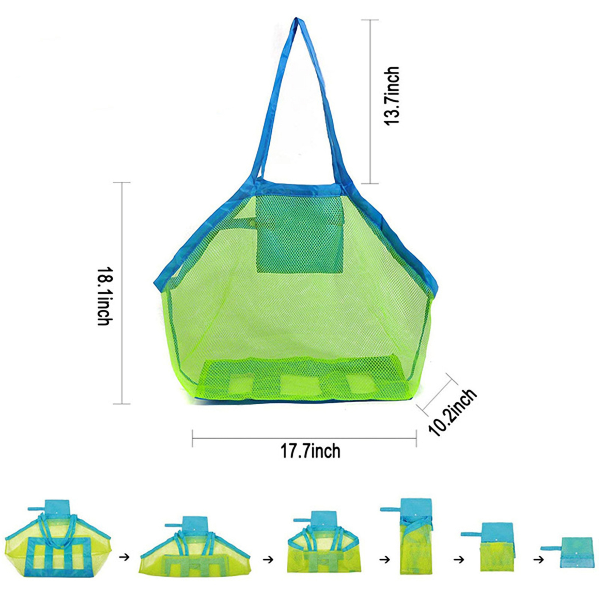 Kids' Lightweight Foldable Mesh Beach Tote 6