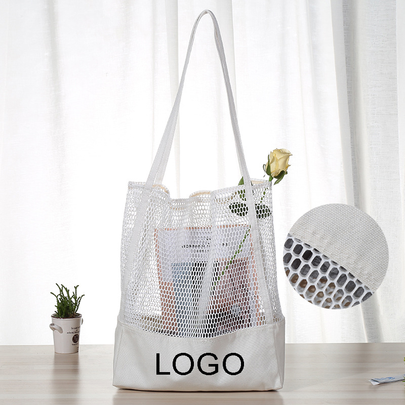 Canvas Shoulder Bag with Mesh Cloth 2