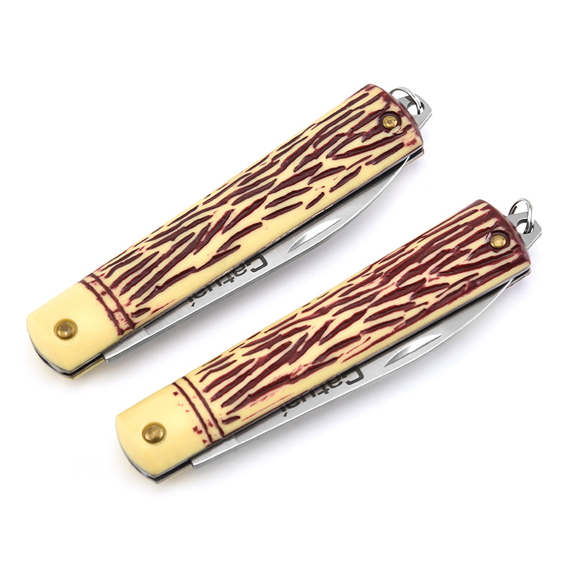 Stainless Steel Folding Pocket Knife with Wood Grain Handle 8