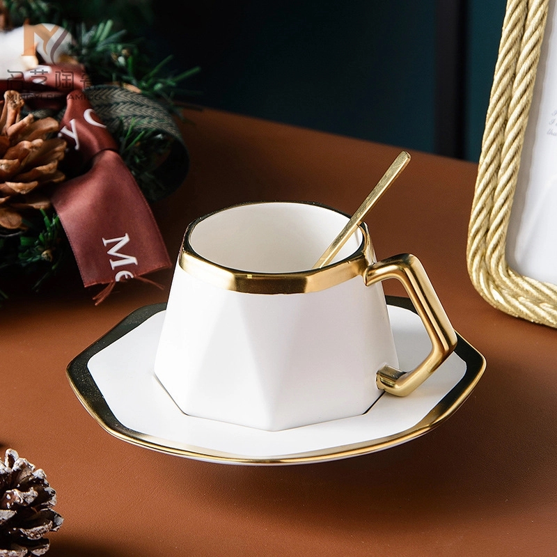 Custom 8 oz Ceramic Coffee Mug Saucer Set 2