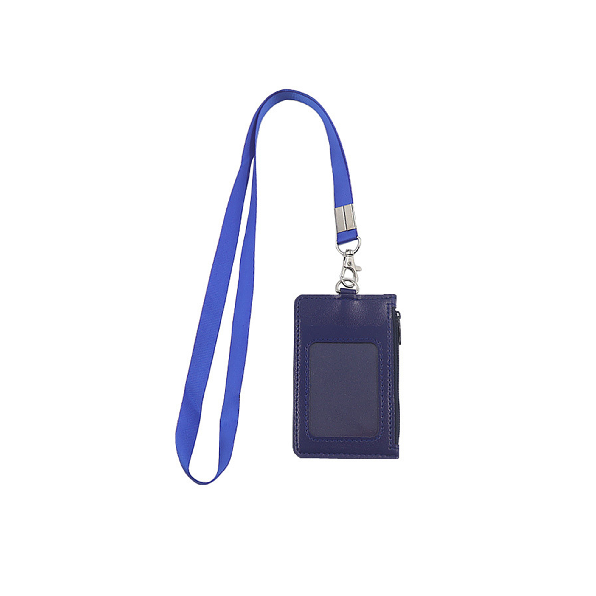 Polyurethane Leather Zipper Card Holder With Lanyard 6