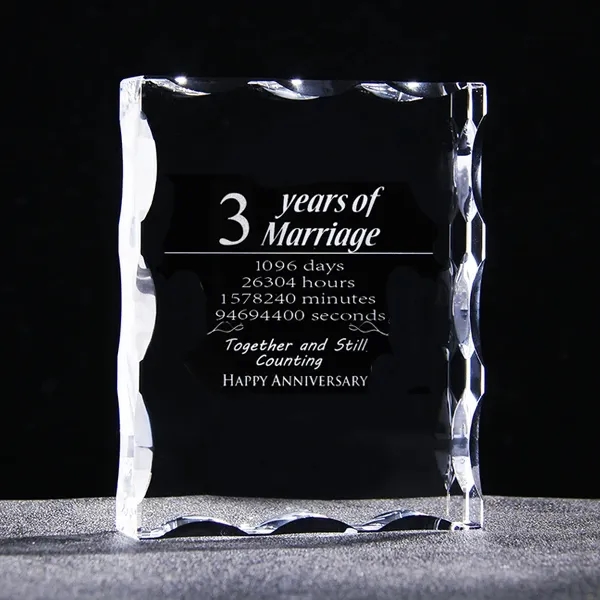 Engraved Photo Frame Crystal Block 5