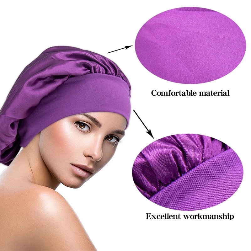 Silk Satin Bonnet Hair Cover Sleep Cap 6