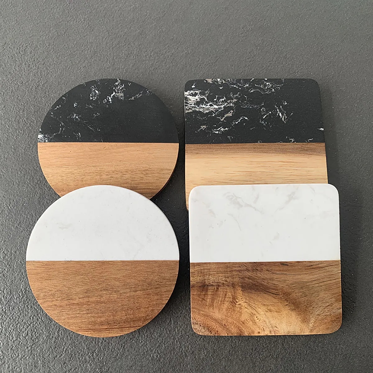 Round Wood Marble Coasters 3
