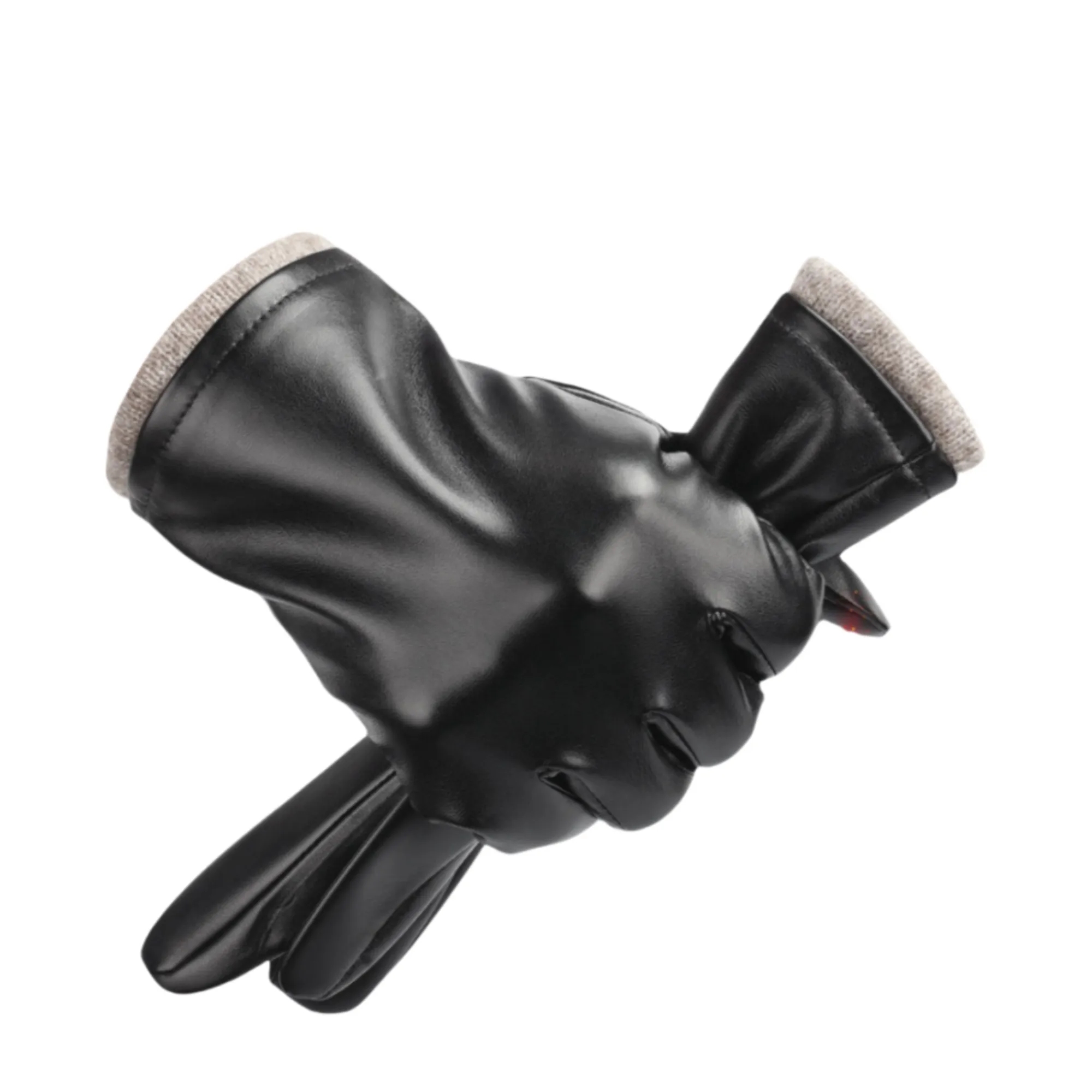 Winter PU Leather Gloves Warm Wool Lining Touchscreen 6