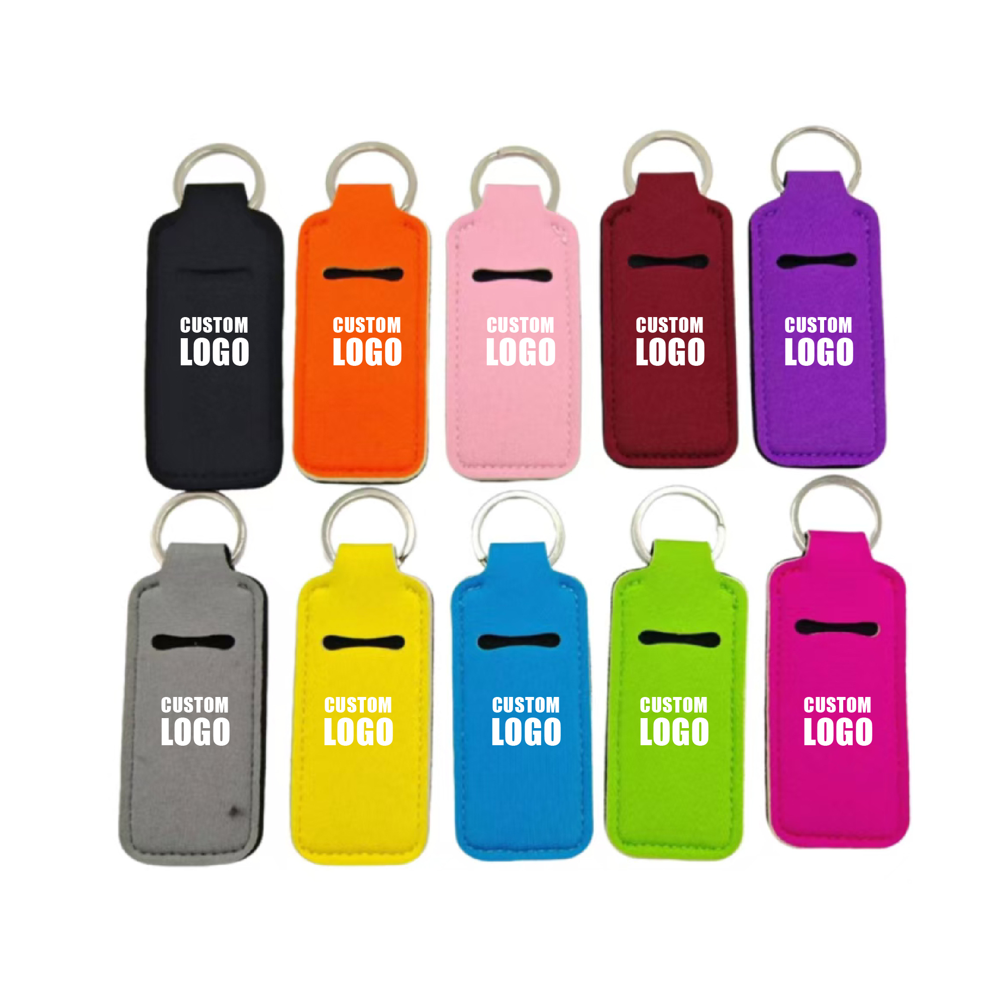 Neoprene Square Portable Outdoor Lipstick Case Keychain 2