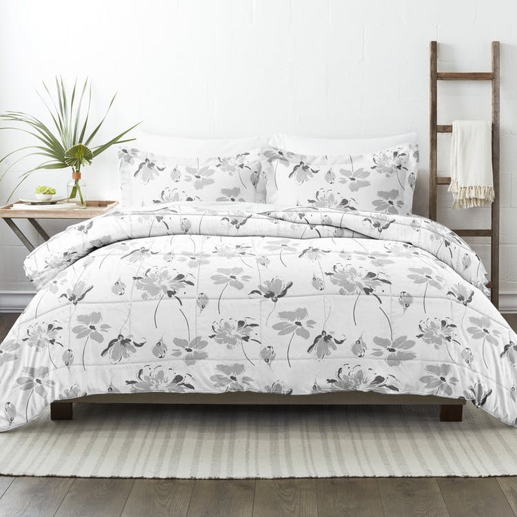 Down Alternative Comforters - Gray Magnolia Queen 3 Piece 2