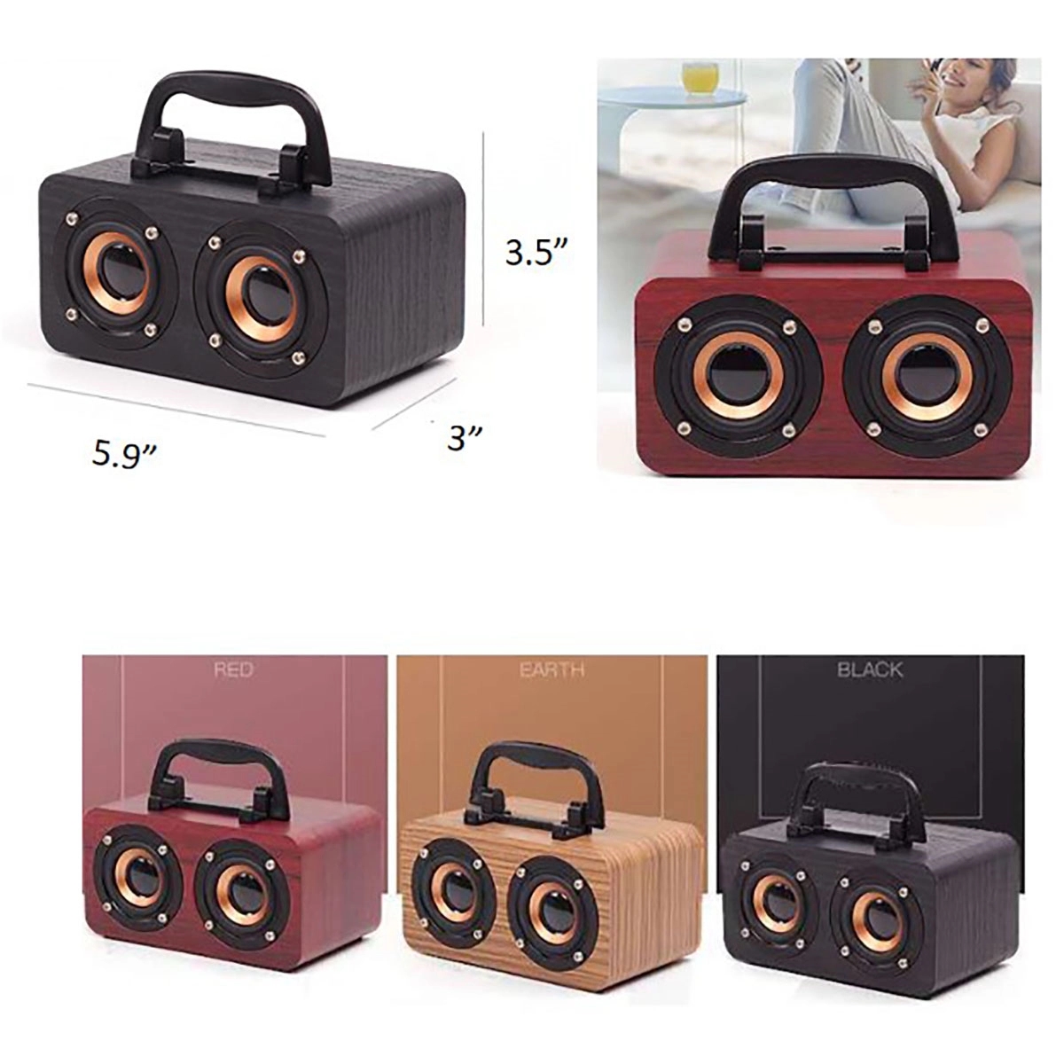Wooden Bluetooth Speaker Wireless With Handle 2