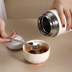 850ml Stainless Steel Food Cup With Double Wall Insulation Foldable Spoon 10