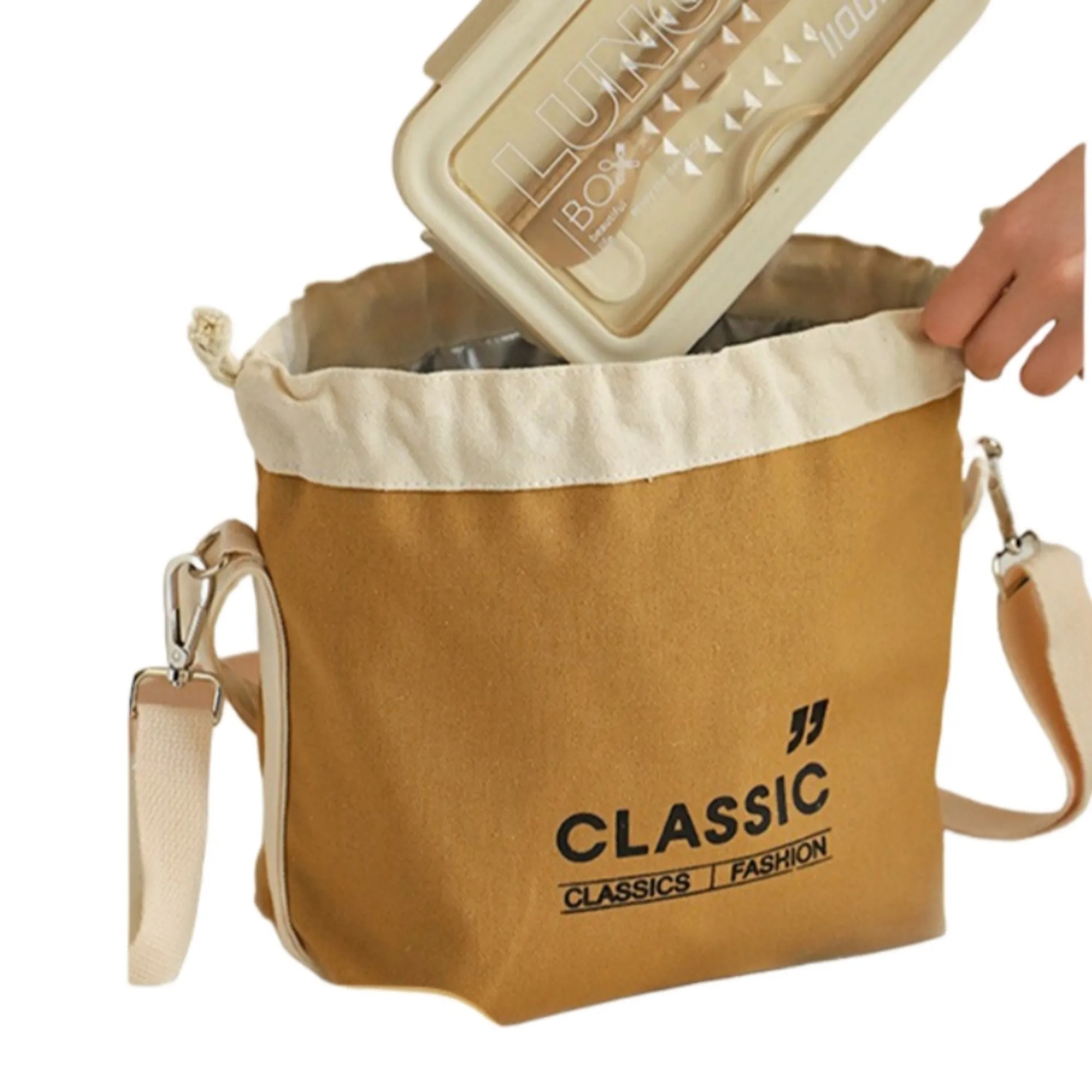 Eco Canvas Lunch Tote Bag Insulated Drawstring 2