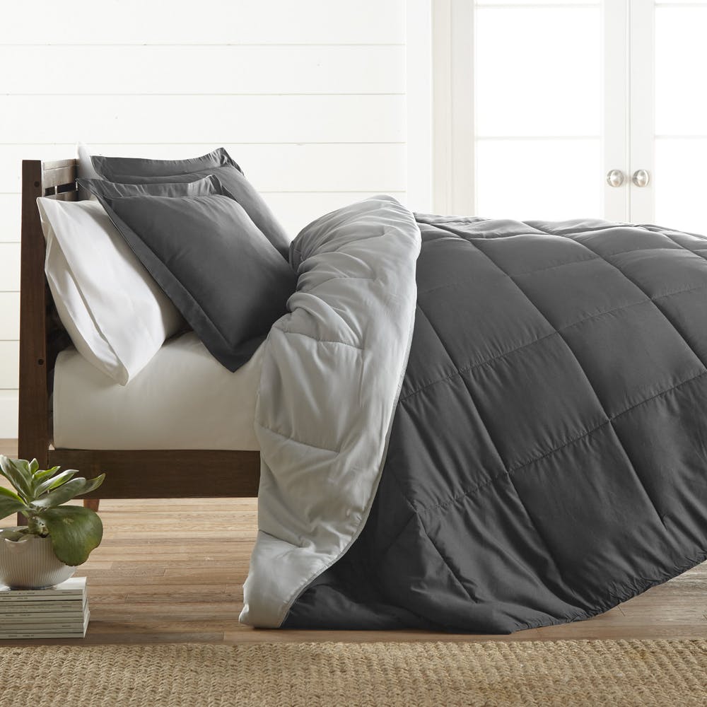 Down Alternative Comforter Sets - Gray Queen Reversible 1