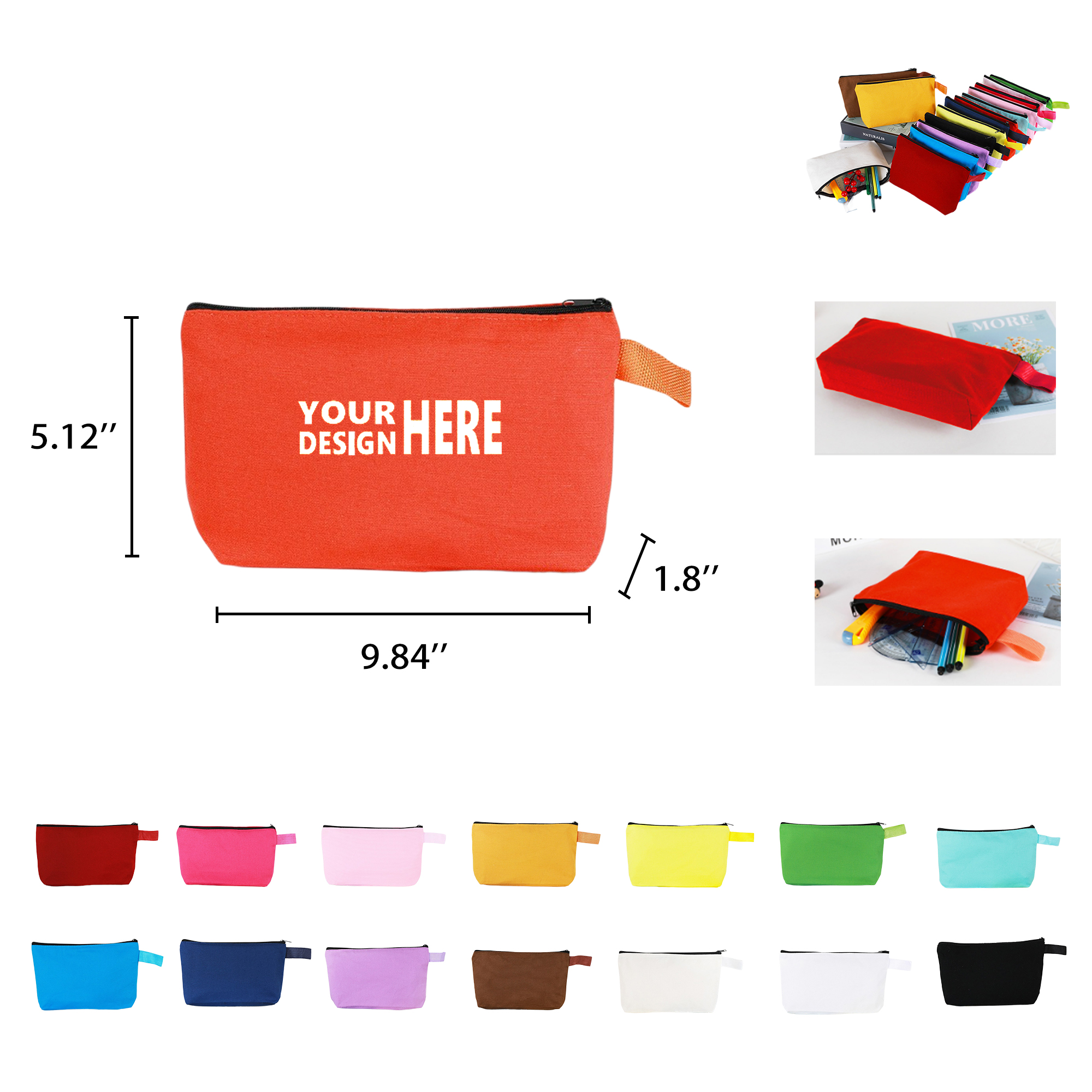 Colorful Canvas Zipper Cosmetic Stationery Bag MOQ100 2