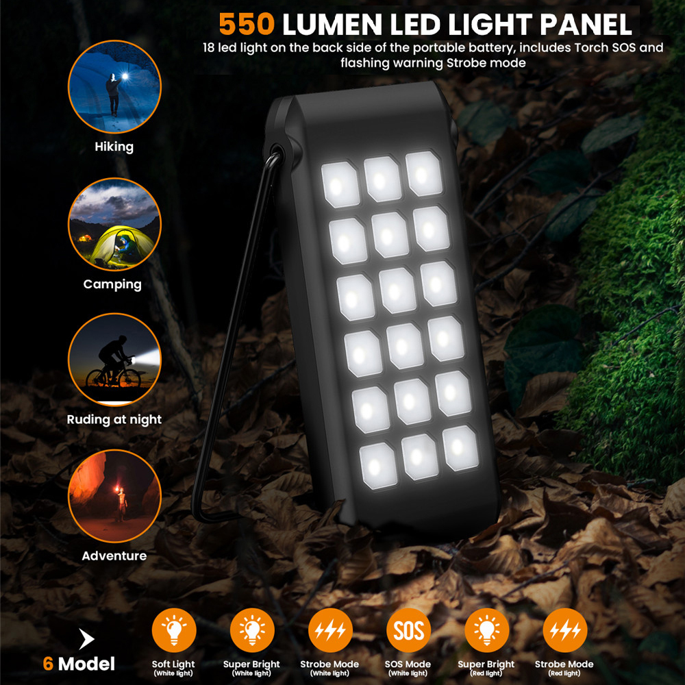 Waterproof Solar Power Bank with 500 Lumen Flash Light and Stand PD 20W 3