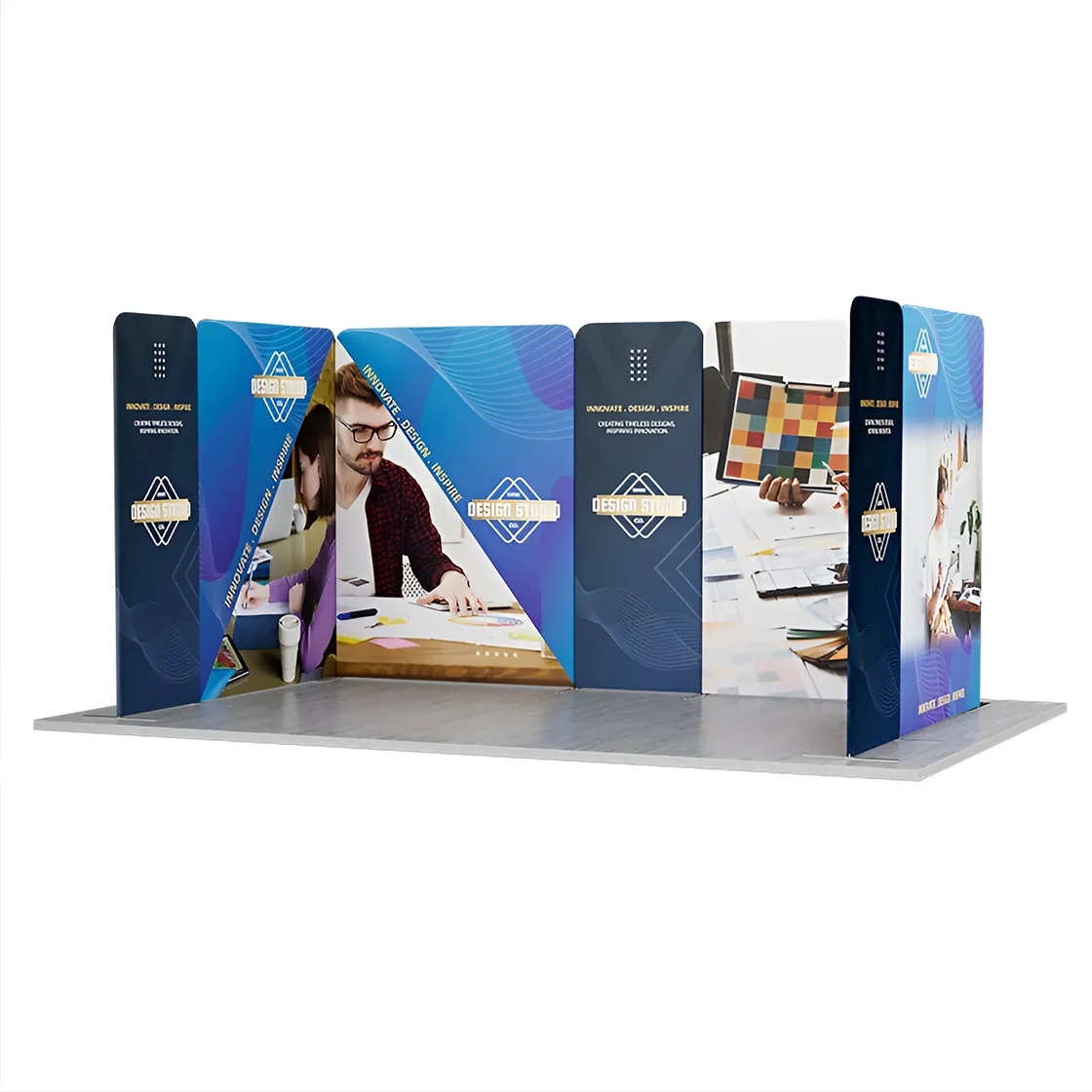 16.4x10ft Magnetic Modular Fabric Displays - U Shape Curved 2