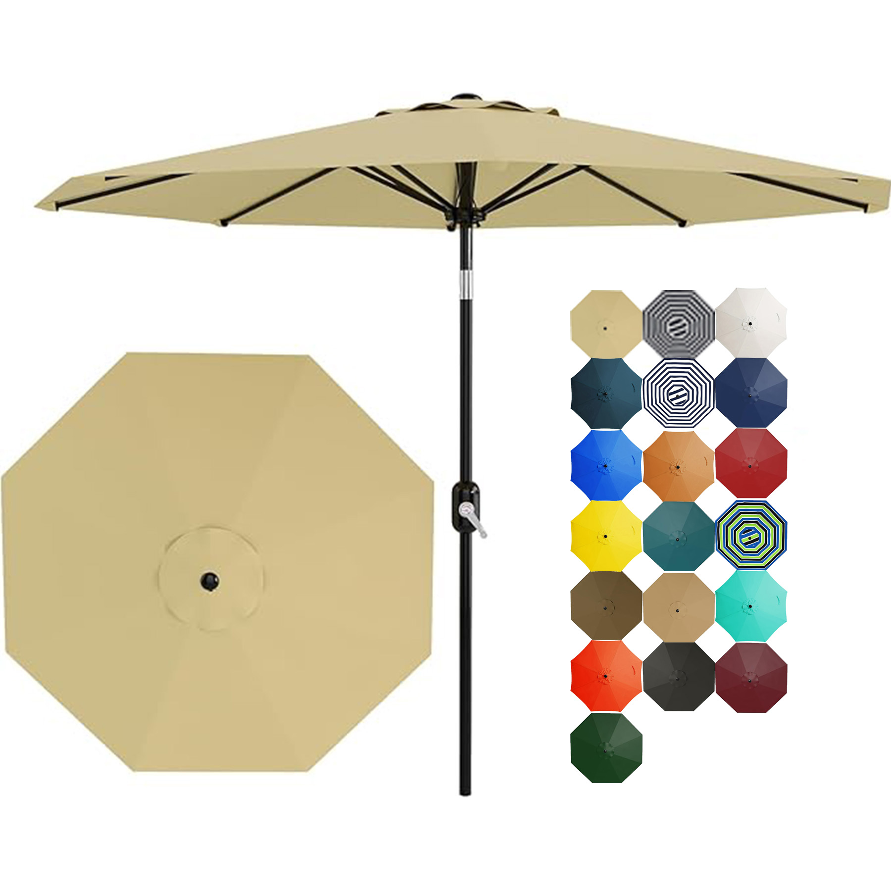Crank Lift Button Tilt Outdoor Table Umbrella 9