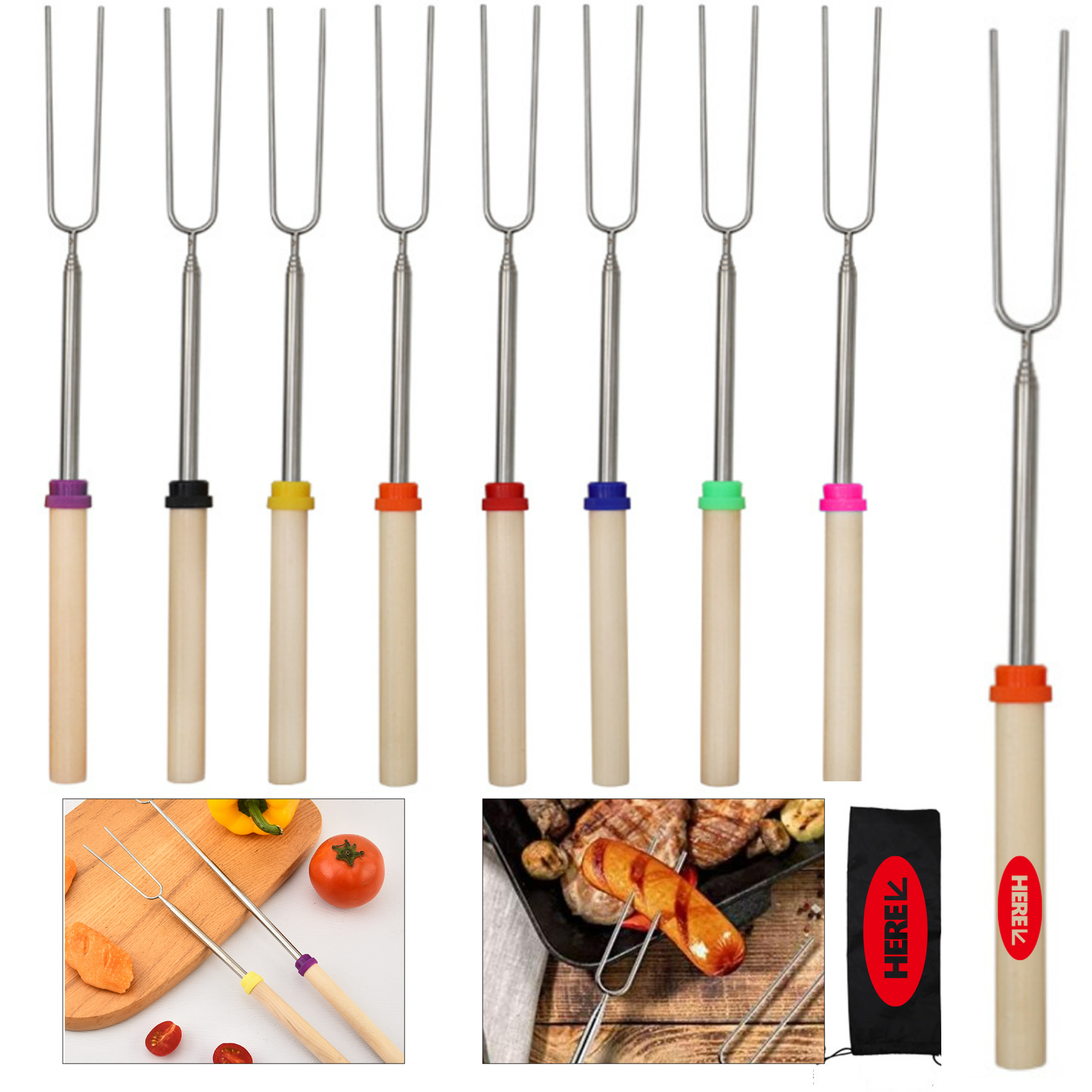 Telescopic Roasting Sticks with Extendable Reach 2