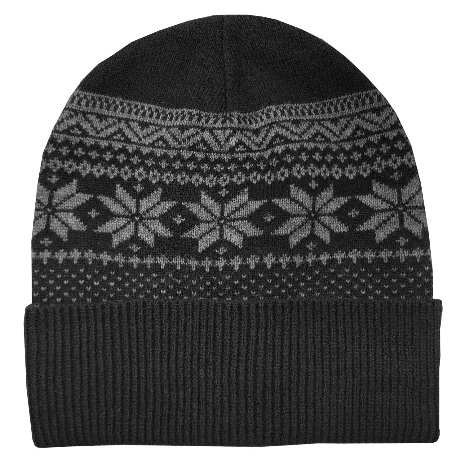 Winter Snowflake Knit Rolled Beanie Cap