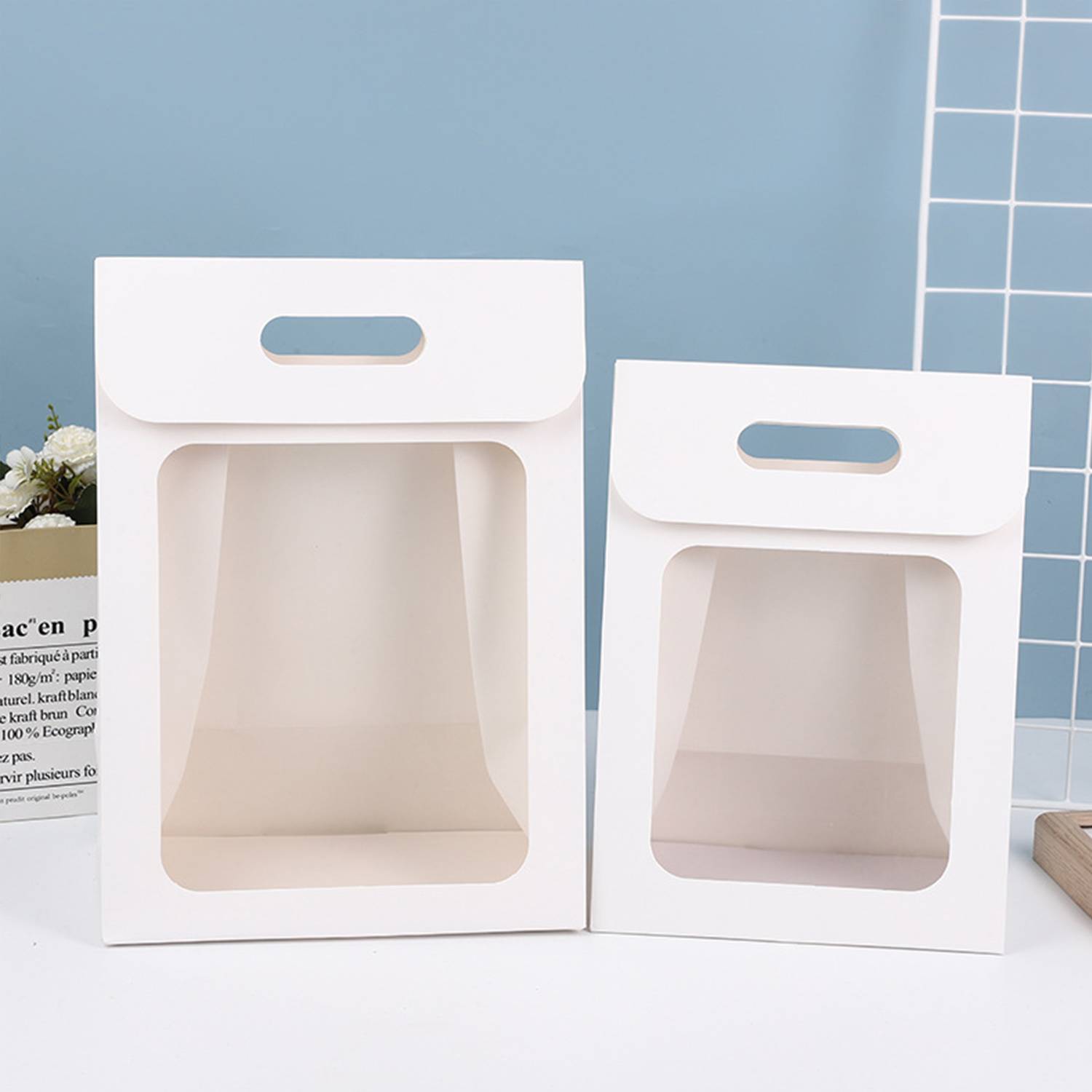Kraft Paper Cute Gift Bags W/ Clear Window 5