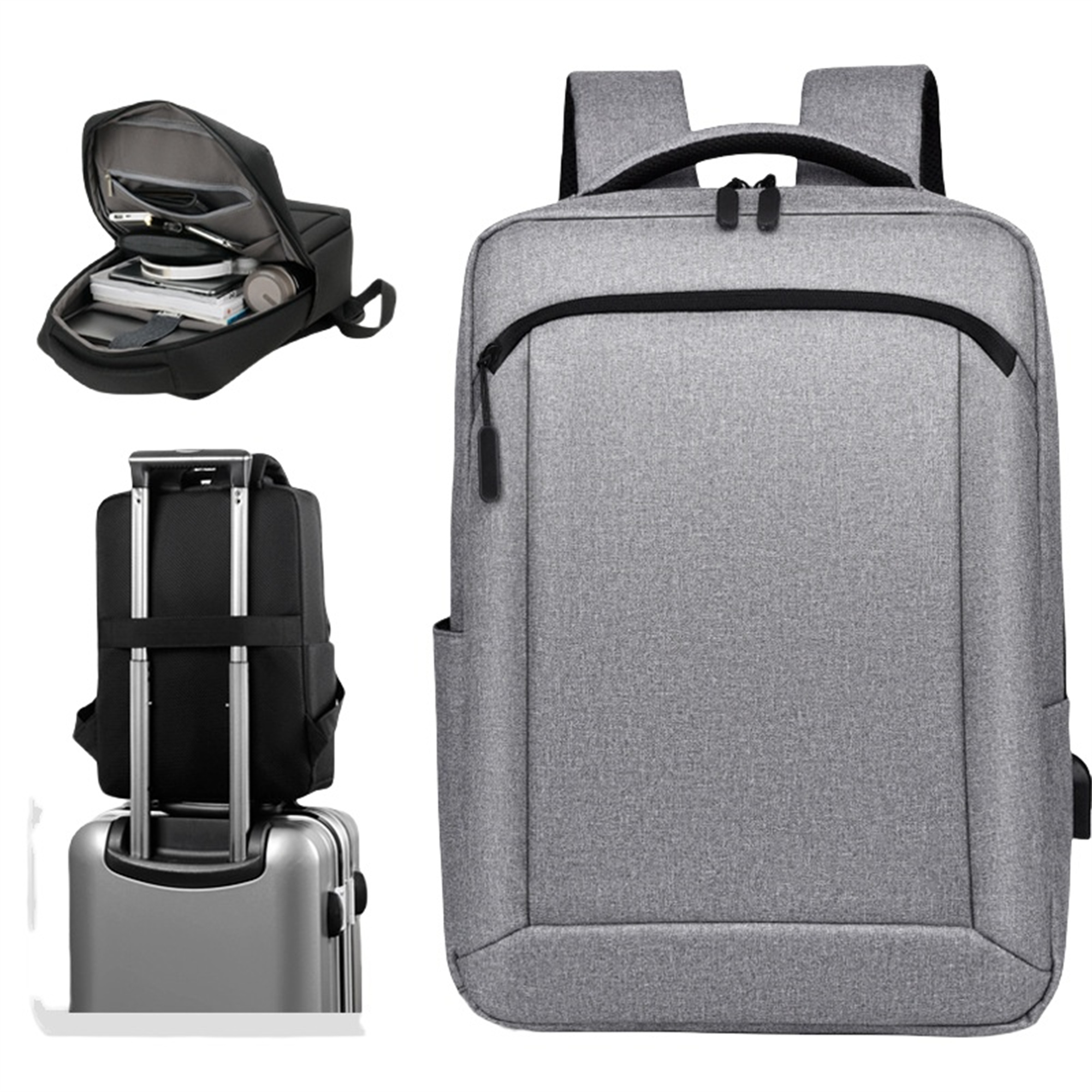 15.6" Ultimate Travel Everyday Laptop Backpack in Heather Grey 4