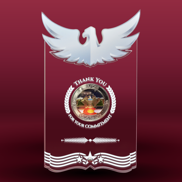 Acrylic Coin Display Free Standing With Eagle Design 2