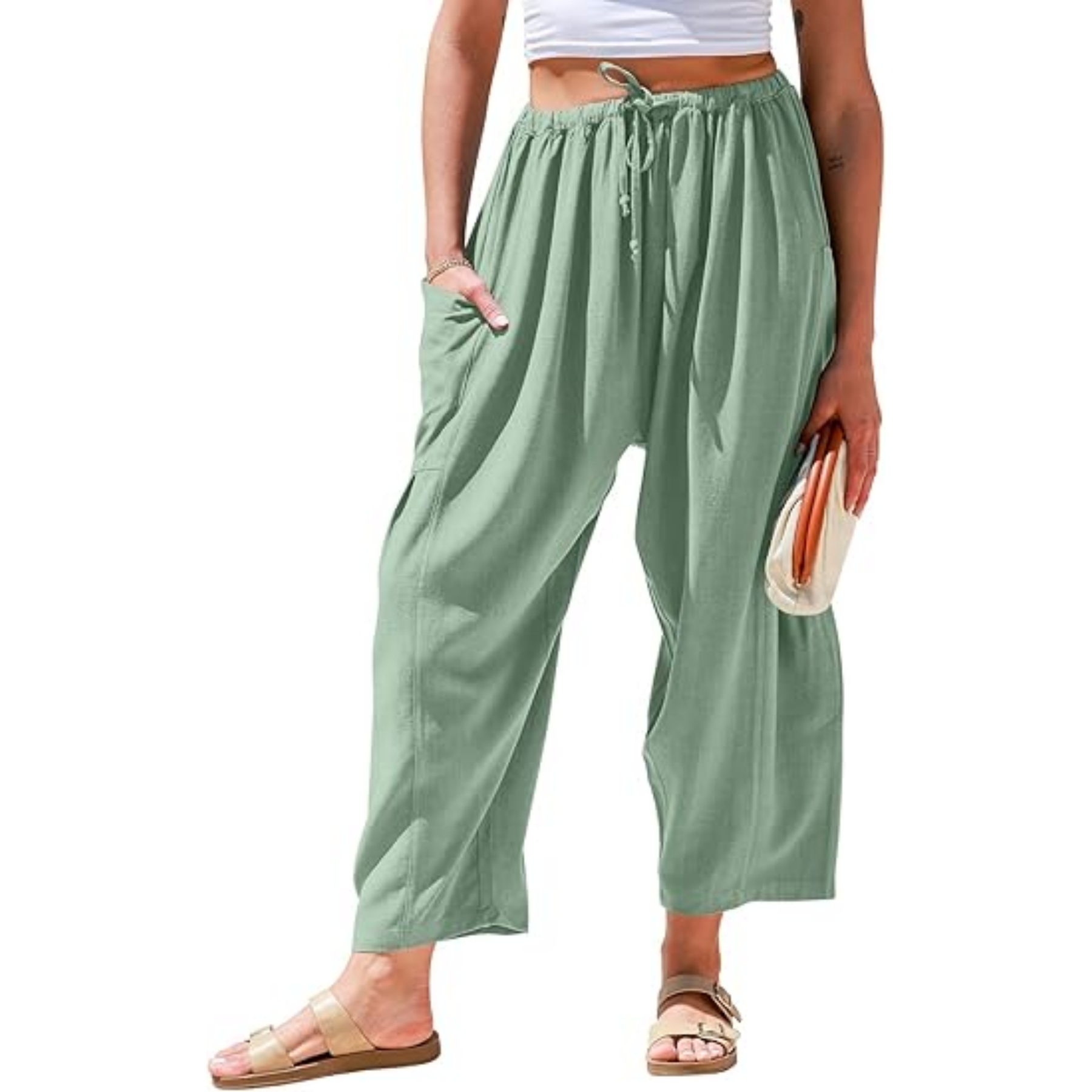 Women Linen Wide Leg Pants 7