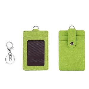 PU Leather 2 Pockets Card Holder Key Chain 15