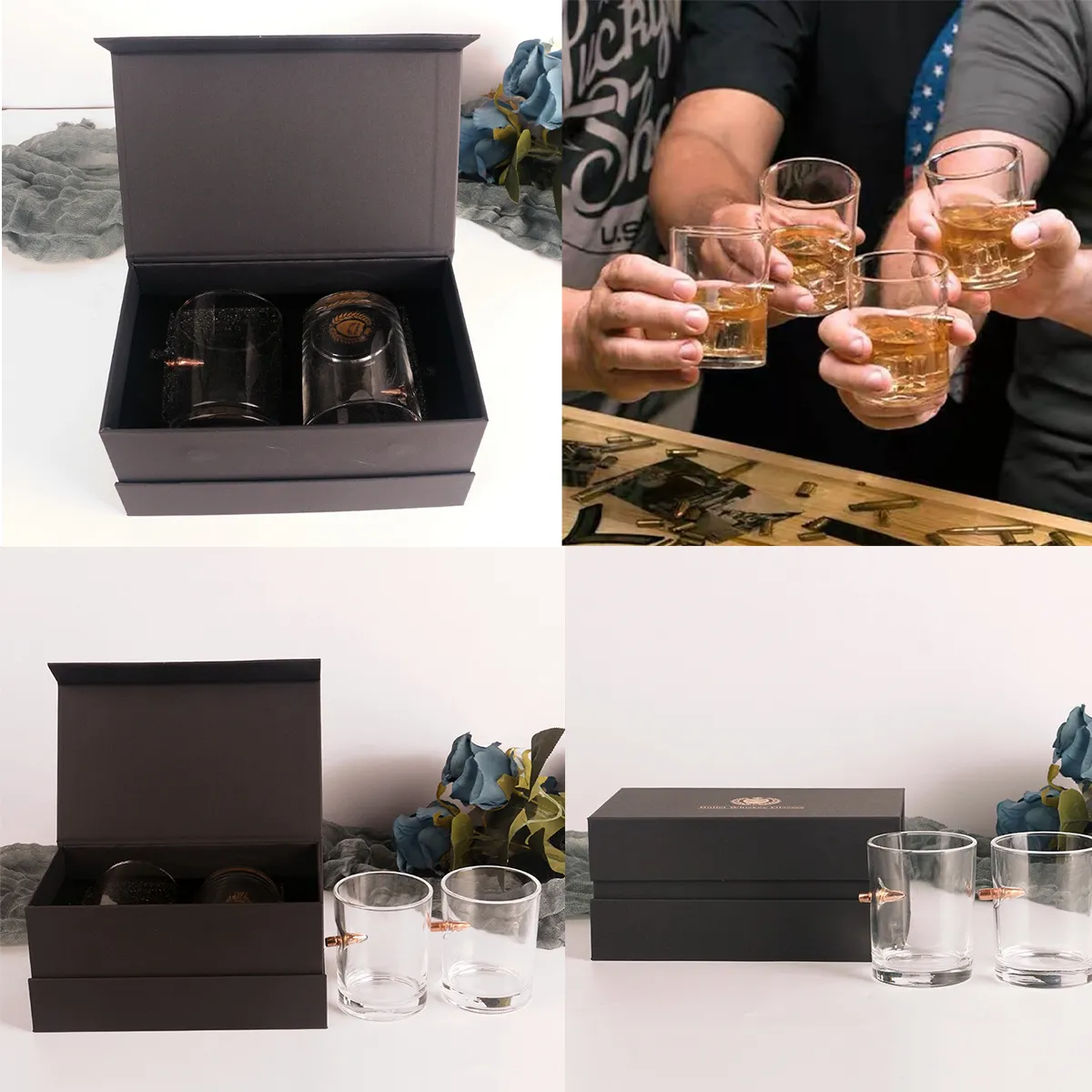 10oz WHISKEY GLASS Embedded Bullet 5