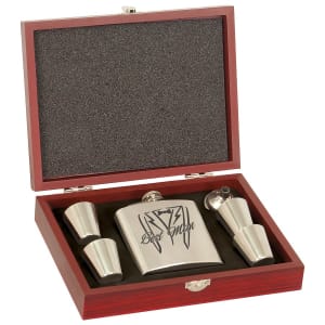 Rosewood Finish Flask Set 3