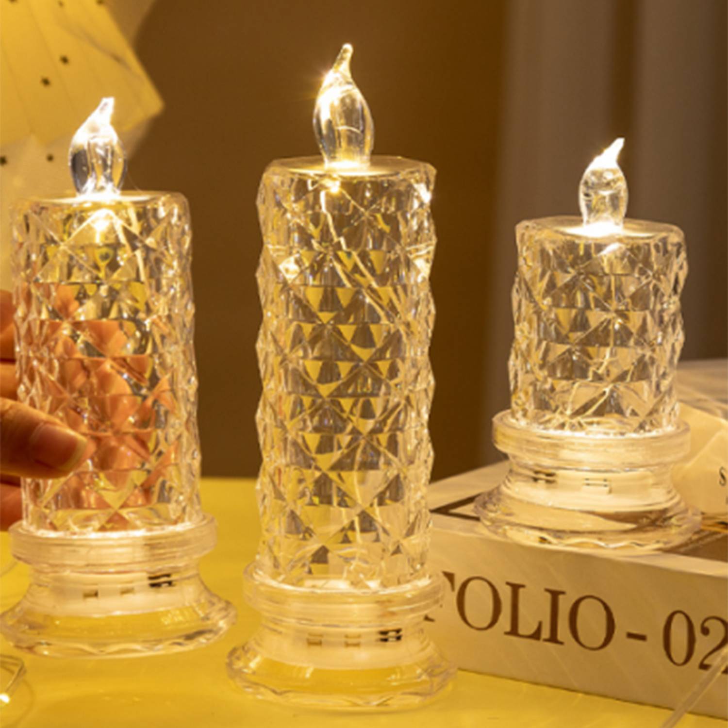 Battery Operated Candles w/ Rose Light Halo 2