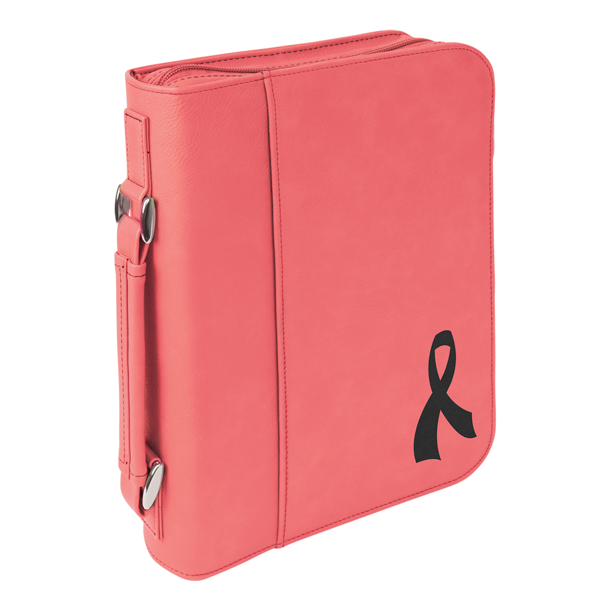 7" x 10" Pink Leatherette Book/Bible Cover with Handle & Zipper