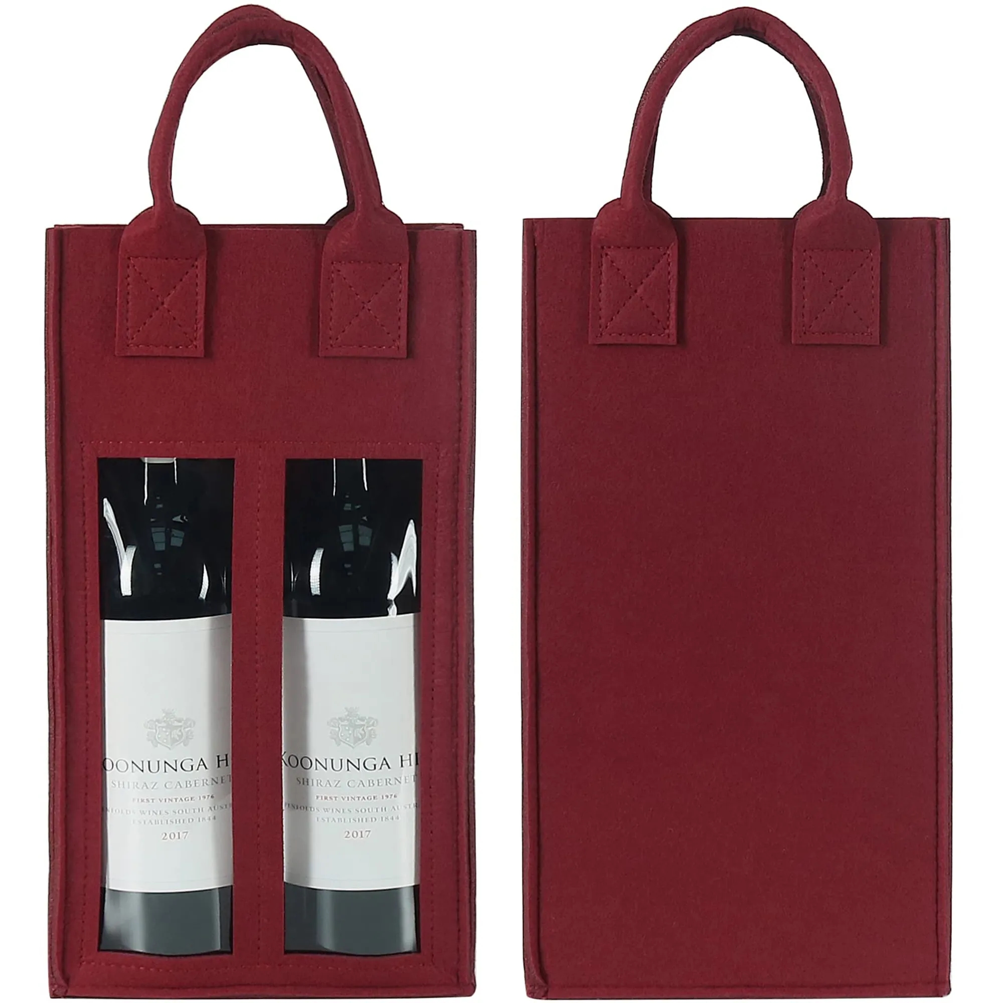 Felt Double Wine Bag with Window Reusable Tote Custom Logo 3