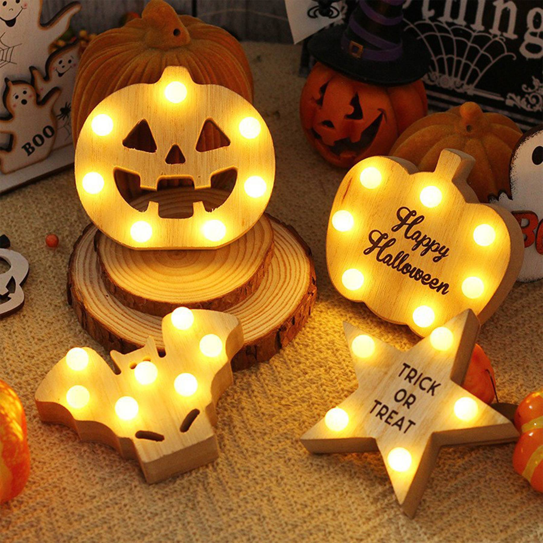 Wooden pumpkin lantern 9