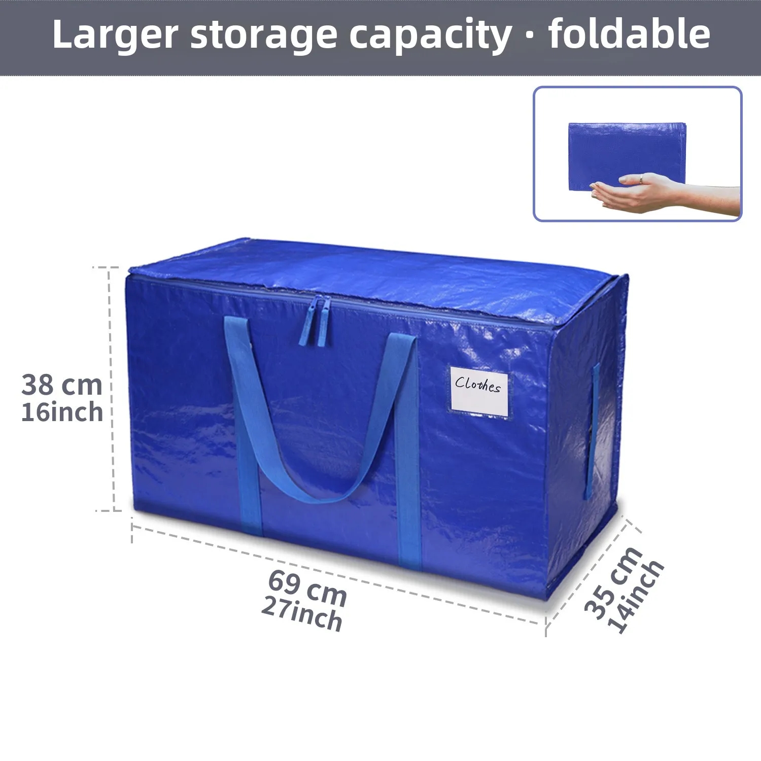 Extra Large Moving Bags with Zippers Heavy Duty Waterproof Storage Handles 1