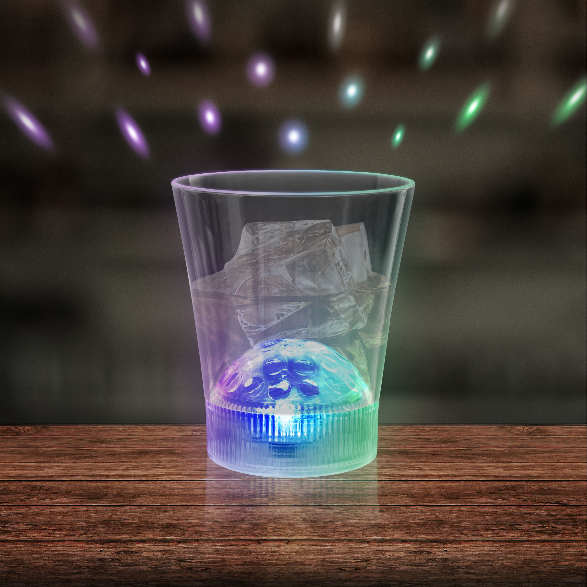 8 oz Light Up LED Disco Ball Rocks Glass 7