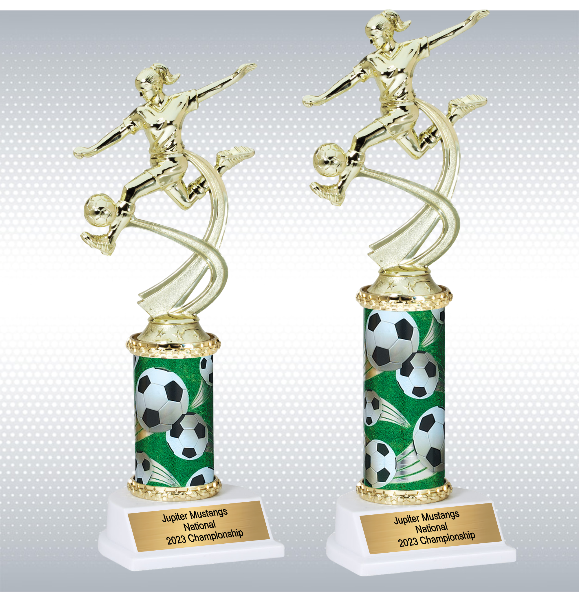 Assembled Female Soccer Trophy w/ White Base 4