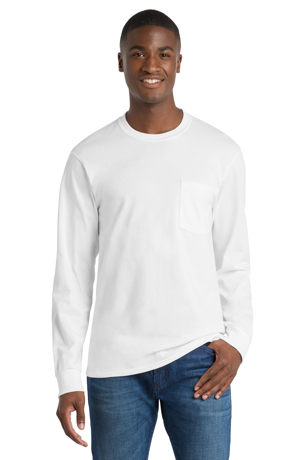 Port & Co Long Sleeve Essential Pocket Tee. PC61LSP 84