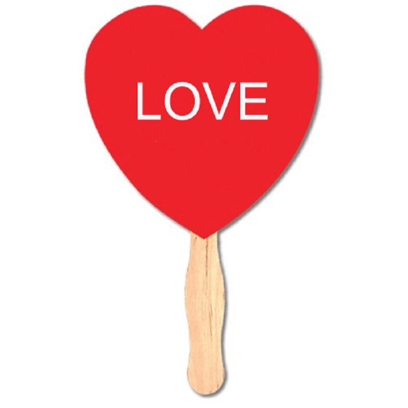 8" Heart Shape Hand Fan with Handle 1